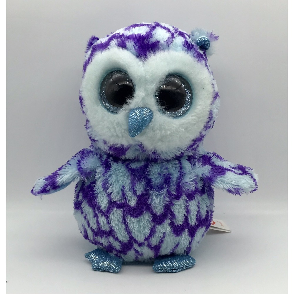 Ty Beanie Boos OSCAR the Blue And Purple Owl With Sparkle Eyes 2015